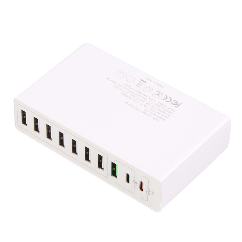 MFT-03Q USB Charger 10-Port 65W Multi-Port Type-C QC3.0 Charging Hub Compact Desktop Power Station MFT-03Q USB Charger 10-Port 65W Multi-Port Type-C QC3.0 Charging Hub Compact Desktop Power Station
